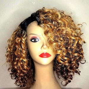 Curly Synthetic Honey Blonde wig